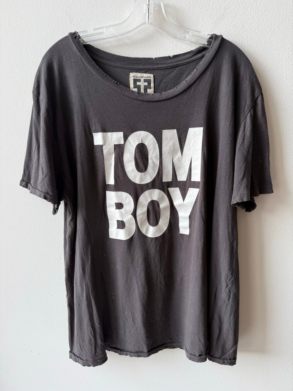 Petals and Peacocks TOM BOY T-Shirt Distressed Grunge Indie Sleaze Retro Top XL